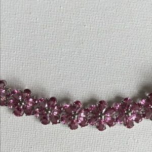 84 Ct White Gold Pink Topaz Necklace & Earrings